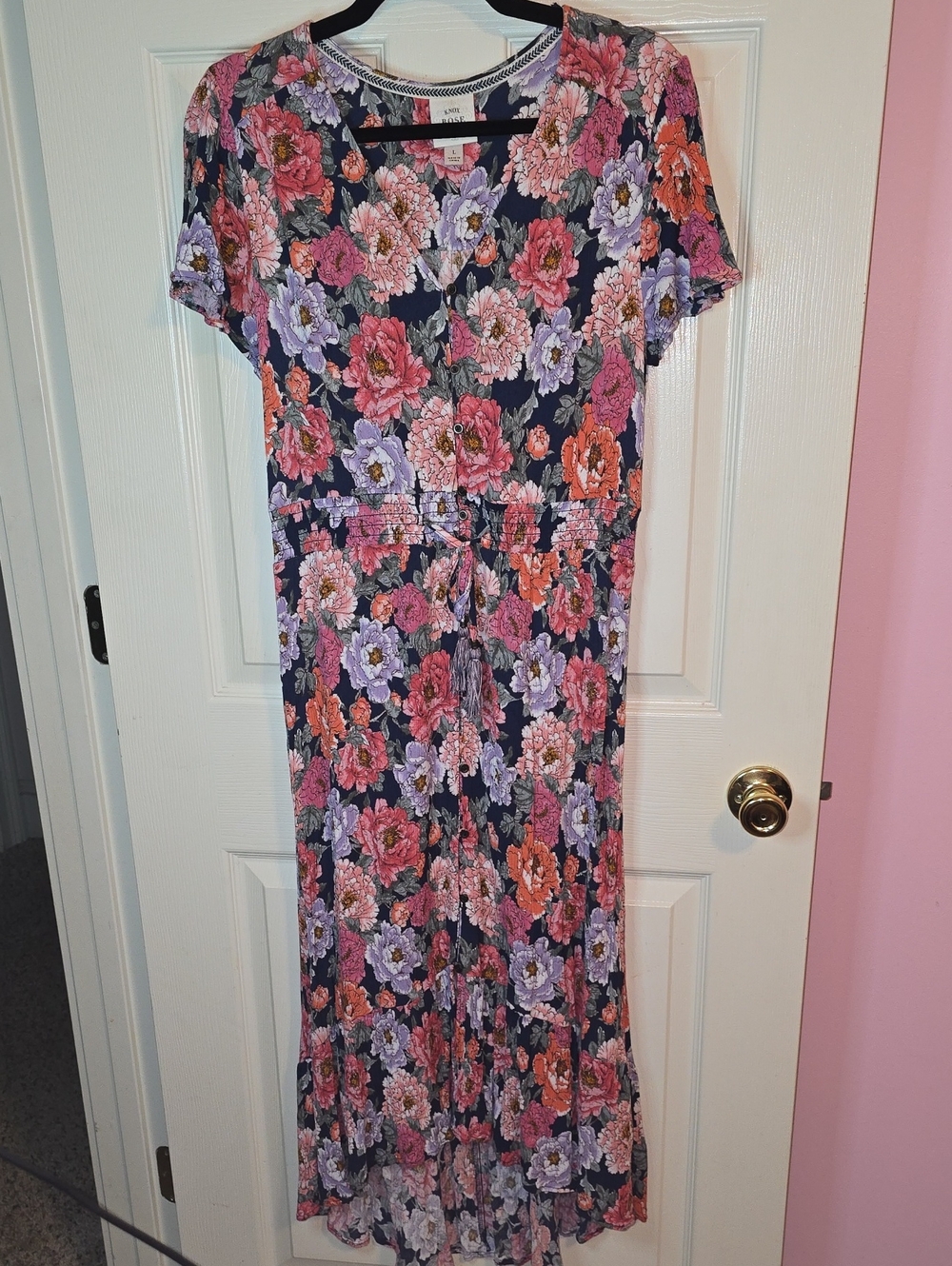 Knox Rose Navy Maxi Dress with Pink & Lavender Floral Print